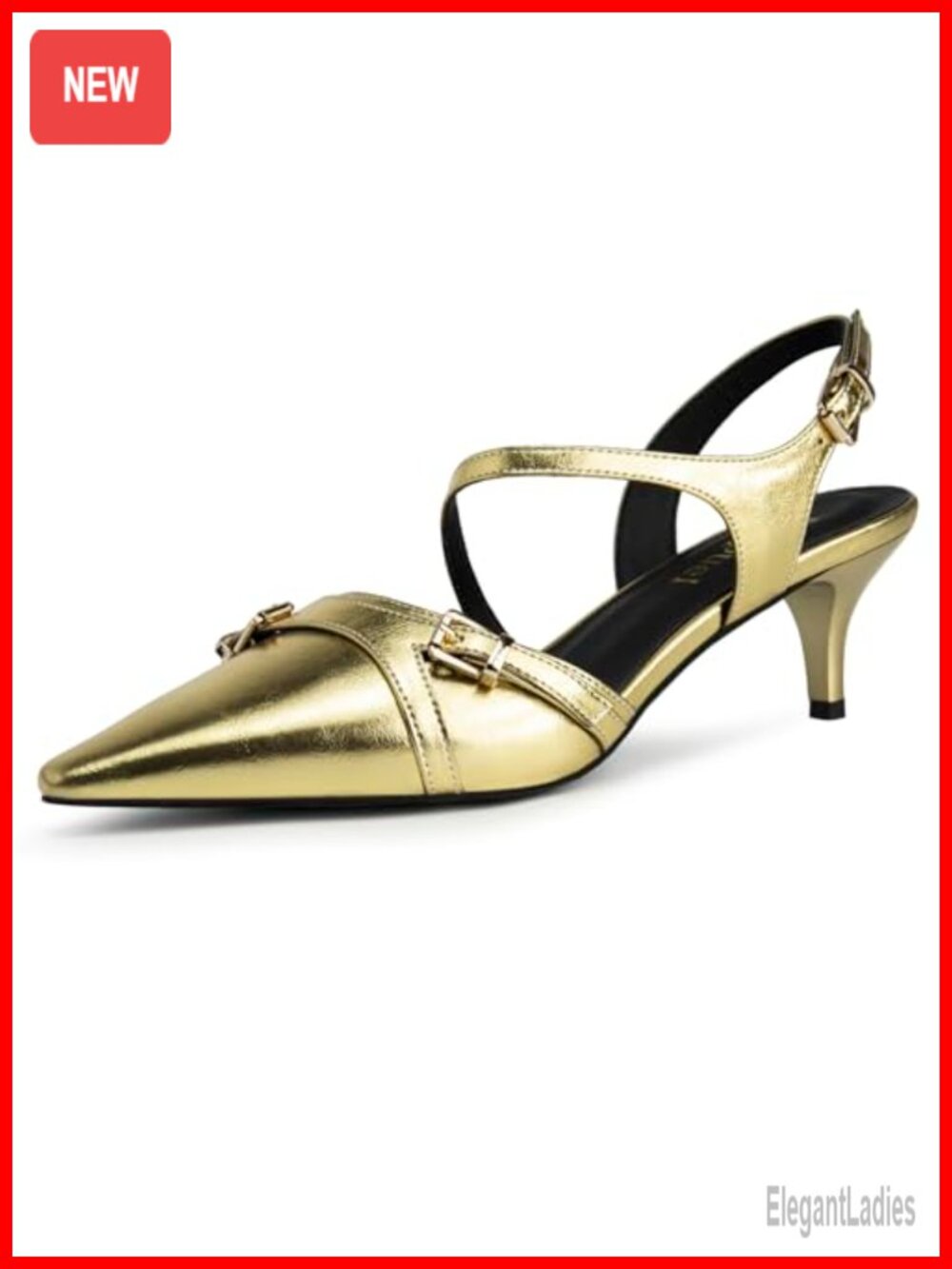 Kitten Heels Pointed Toe Slingback Pumps Low Heel Office Shoes